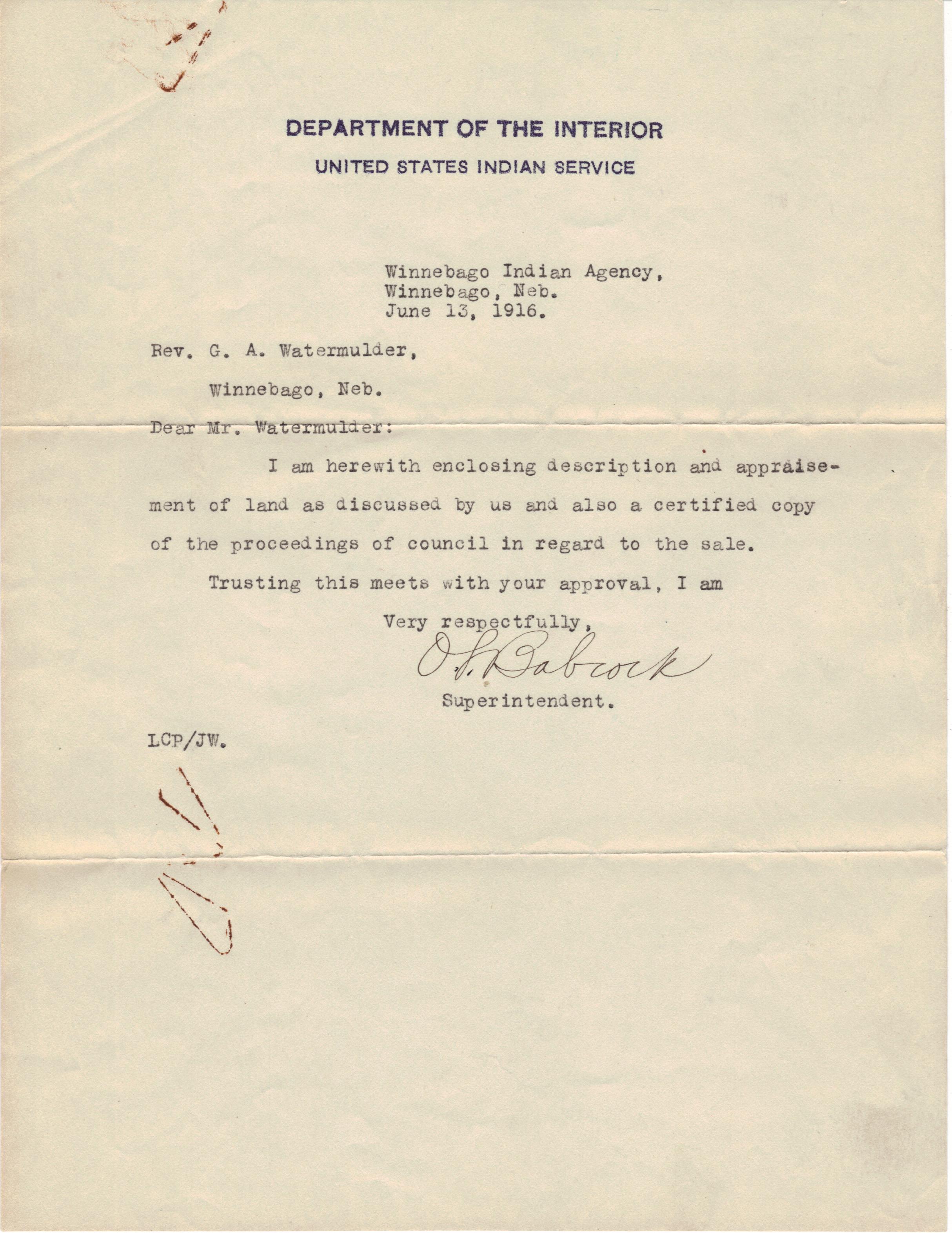 June 13, 1916: Appraisal cover letter